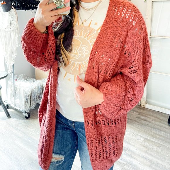 The House Of Gentry Sweaters - Oversized Rust Cardigan